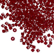 3mm Czech Preciosa Machine-Cut Crystal Bicones - Siam - Pack of 12