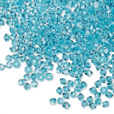 3mm Czech Preciosa Machine-Cut Crystal Bicones - Blue Zircon - Pack of 12