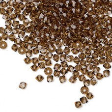 3mm Czech Preciosa Machine-Cut Crystal Bicones - Smoked Topaz - Pack of 12