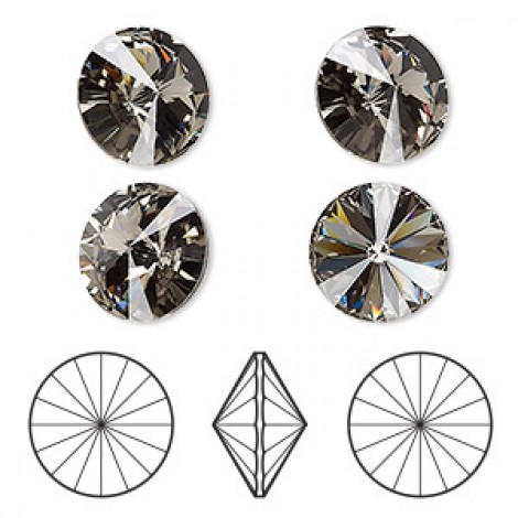 12mm Crystal Passions Rivoli Crystal Stone - Black Diamond - Pack of 2