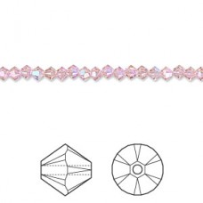 3mm Crystal Passions® Faceted Bicones - Light Rose Shimmer