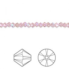 3mm Crystal Passions® Faceted Bicones - Light Rose Shimmer - Pack of 10