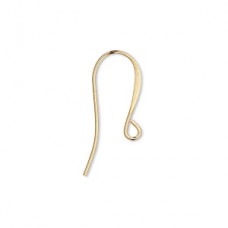 18mm Gold Plated Nickel Safe Brass Flat Fishhook Earwires with Open Loop - 21ga