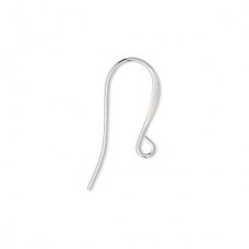 18mm Silver Plated Nickel Safe Brass Flat Fishhook Earwires with Open Loop - 21ga - Pack of 10 pair