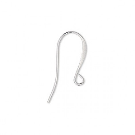 18mm Silver Plated Nickel Safe Brass Flat Fishhook Earwires with Open Loop - 21ga