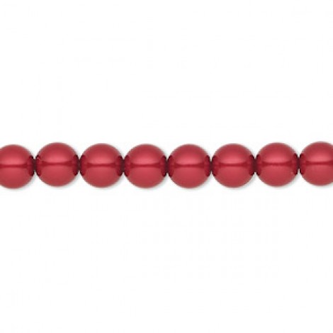 6mm Czech Preciosa Nacre Crystal Pearls - Red