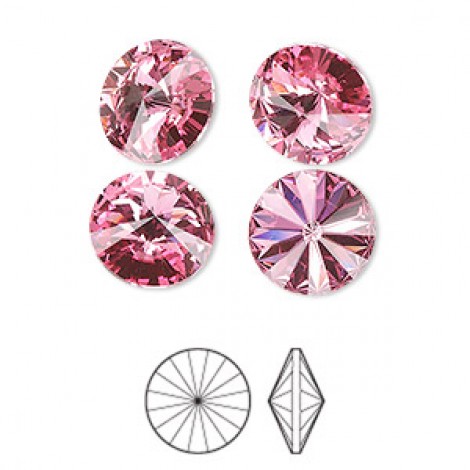 12mm Preciosa Maxima Rivoli Crystals - Rose - Pack of 2