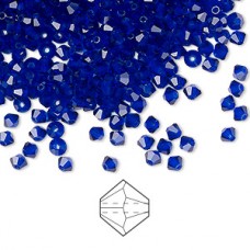 3mm Czech Preciosa Machine-Cut Crystal Bicones - Cobalt - Pack of 12