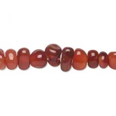 Medium (7-9mm) Red-Black Agate Pebble Bead Strands