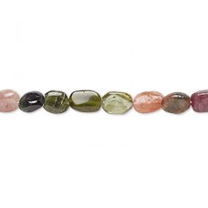 7x5mm Multi-toned Tourmaline Puff Oval Beads - Strand