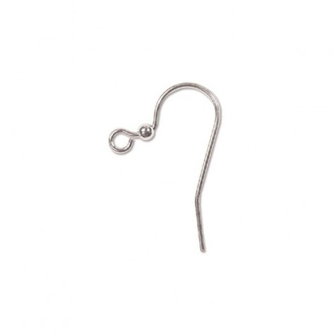 25mm Beadsmith Silver Plated Nickel Free 21ga Earwires with with 2mm Ball - Pack of 12 pair