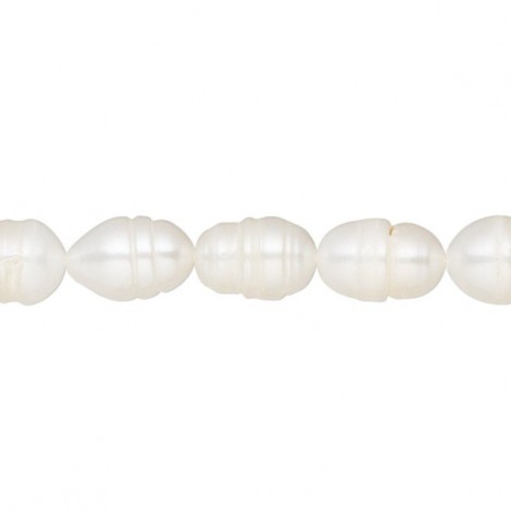 5-8mm White Freshwater Rice Pearls - D Grade - 15in Strand