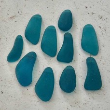 15-20mm Sea Glass Freeform Top-Drilled Drops - Teal - Pack of 2