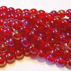 6mm Iris Red Lustre Round Druk Beads
