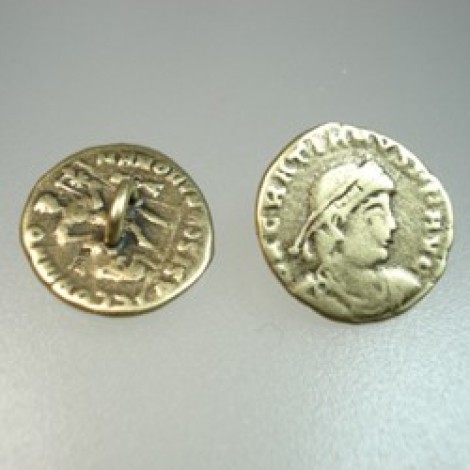 17mm Roman Coin Buttons - Antique Brass