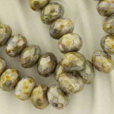 6x8mm Czech Firepolish Rondelles - Stone Bronze Picasso - Pack of 10