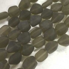 10-15mm Cultured Sea Glass Nugget Beads - Smoky Quartz - Strand