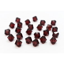 4mm Swarovski 5328 Faceted Bicones - Burgundy - Pack of 10