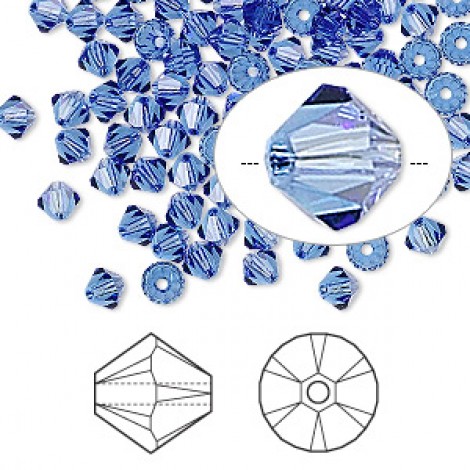 4mm Swarovski Crystal Bicones - Sapphire