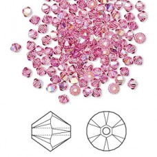 3mm Crystal Passions Crystal Bicones - Rose AB - Pack of 10