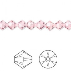 6mm Crystal Passions Crystal Bicones - Light Rose - Pack of 10