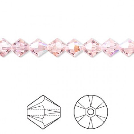 6mm Swarovski Faceted Bicones - Light Rose AB - Pack of 10