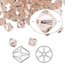 6mm Swarovski Crystal Bicones - Vintage Rose - Pack of 10