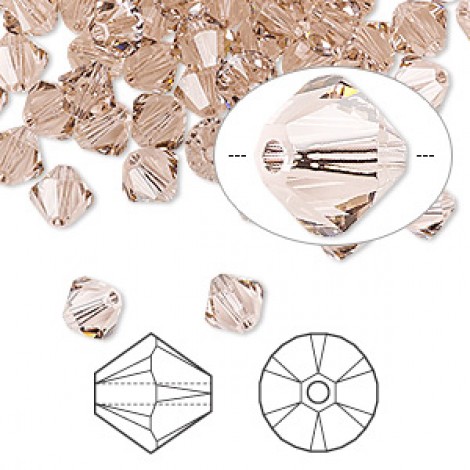 6mm Swarovski Crystal Bicones - Vintage Rose - Pack of 10
