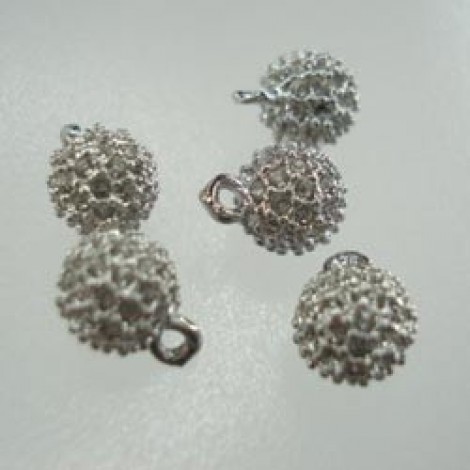 8.5x6.5mm Antique Silver Plated Brass Ball Drops