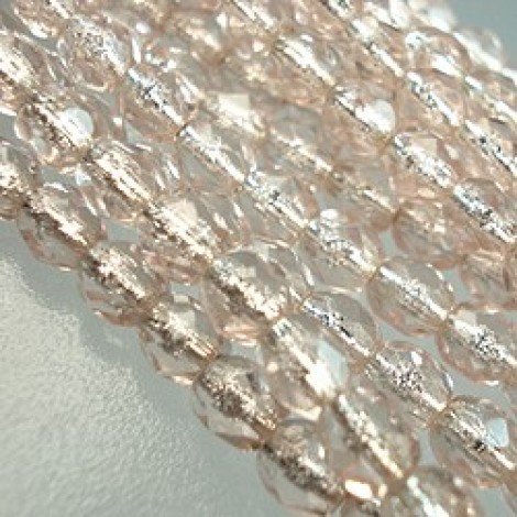 4mm Czech Firepolish Beads - Silver Lined Rosaline - Pack of 50