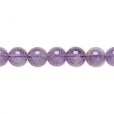 8mm Medium Natural Amethyst Round Beads - Strand