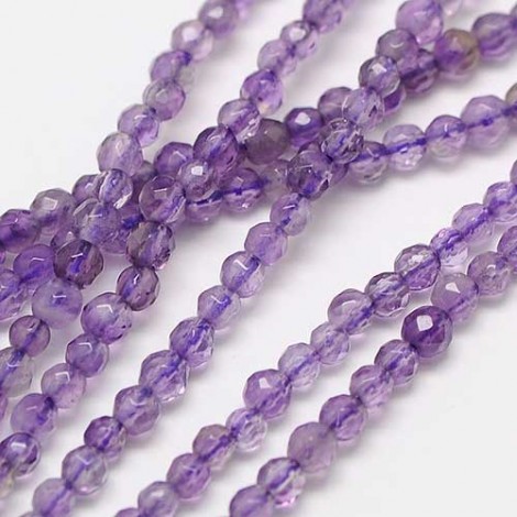 3mm Amethyst Natural Round Gemstone Beads - strand