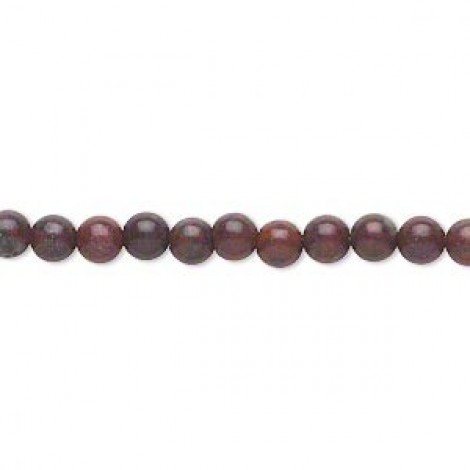 4mm Brecciated Natural Jasper Round Gemstone Beads - Strand