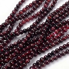 4mm Dark Red Garnet Grade B Round Gemstone Beads - 15-16in strand