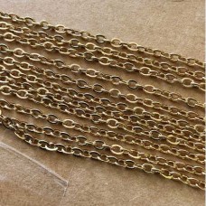 2.5mm Gold Plated 316 High Quality Stainless Steel Flat Cable Chain - 2 metres