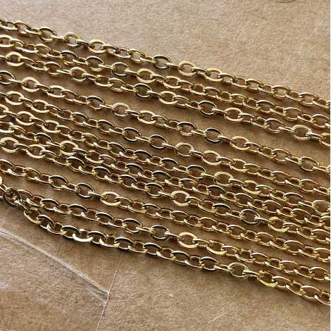 2.5mm Gold Plated 316 High Quality Stainless Steel Flat Cable Chain - 2 metres