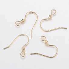 17mm 18K Gold Plated 304 Stainless Steel Earwires with Fancy Coil Bead - Pack of 5 Pair