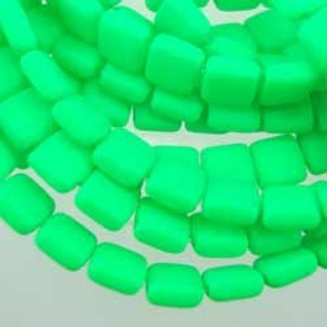 6mm CzechMates 2-Hole Tiles - Neon Green - Pack of 20 6mm CzechMates 2-Hole Tiles - Neon Green - Pack of 20