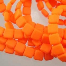 6mm CzechMates 2-Hole Tiles - Neon Orange - Pack of 20
