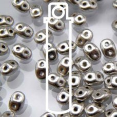 5mm Superduo 2-Hole Beads - Jet Silver Pastel