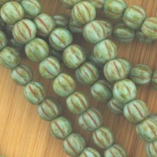 5mm Czech Melon Beads - Turquoise Picasso - Pack of 20