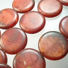 20mm Czech Round Medallion Beads - Red-Matte Picasso