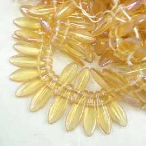 5x16mm CzechMates 2-Hole Daggers - Luster Iris Topaz - Pack of 20
