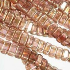 3x6mm CzechMates Bricks - Luster Rose-Gold Topaz - Pack of 50