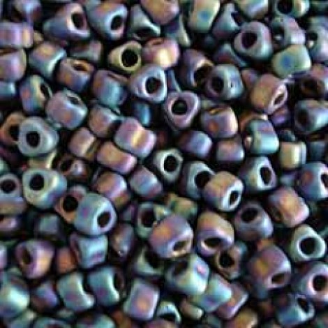 5/0 Miyuki Triangles - Frosted Matte Black AB - 12.5gm