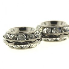 13x6mm Vintage Style Gunmetal Czech Crystal Rhinestone Large Rondelle - Each