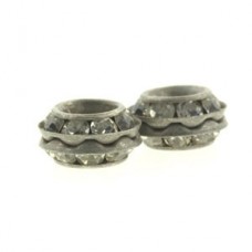 9x5mm Shabby Style Silver Czech Crystal Rhinestone Rondelle - Each