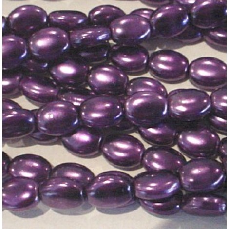 8x6mm Czech Wisteria Flat Oval Glass Pearls - Pack of 25