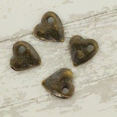 10mm Greek Antique Brass Heart Dangles