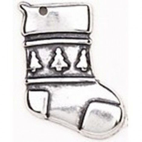 23mm Christmas Stocking Sterling Silver Plated Charms - Pack of 2 23mm Christmas Stocking Sterling Silver Plated Charms - Pack of 2